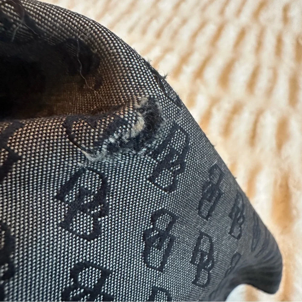 Y2K Vintage Dooney & Bourke Grey Black Monogram Handbag Canvas Shoulder Bag Tote